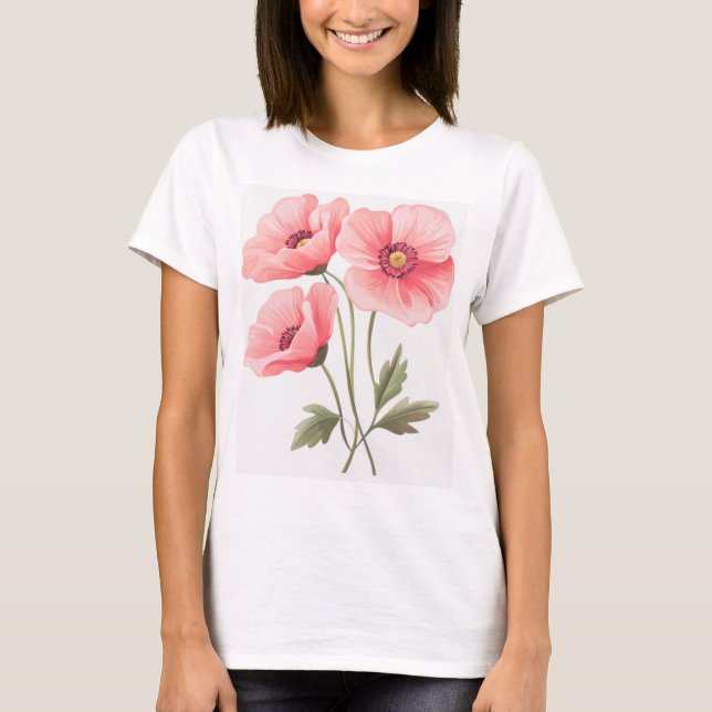 Camiseta de flores bonito (Frente)