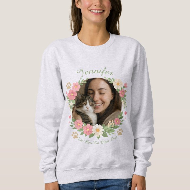 Camiseta de Flores com Foto Personalizada da Mãe d (Frente)
