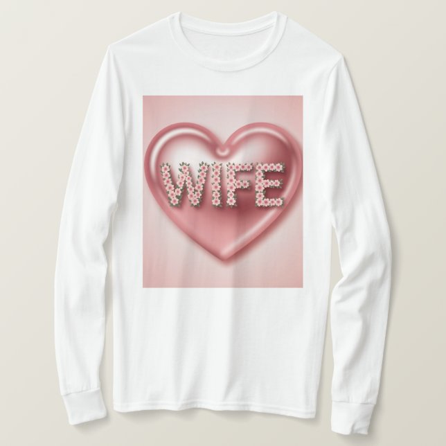 Camiseta de Flores de Coração Rosa (Frente do Design)