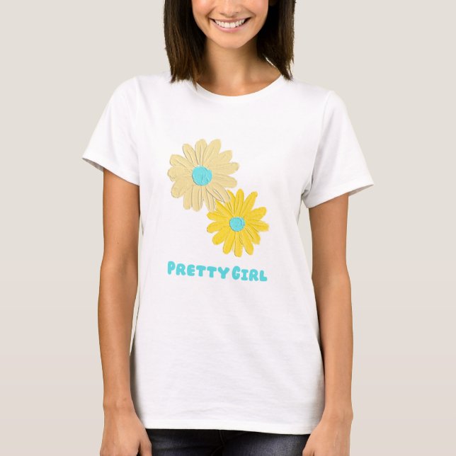Camiseta de flores para meninas bonitas  (Frente)