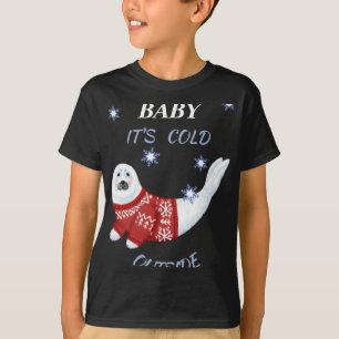 Camiseta de Foca de Inverno Fora da Bebê Fofa Está