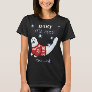 Camiseta de Foca de Inverno Fora Está Frio Bebê Fo