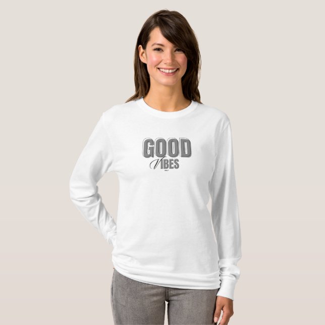 Camiseta de folhas compridas e boas Cinzas (Frente Completa)