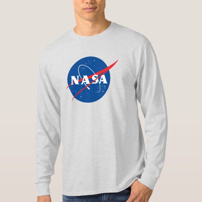 Camiseta de folhas longas da NASA (Cinza Mercúrio) (Frente)