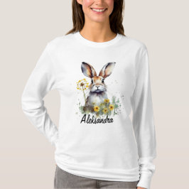Camiseta de folhas longas de Bunny Dandelion