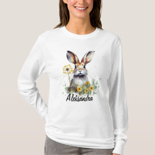Camiseta de folhas longas de Bunny Dandelion