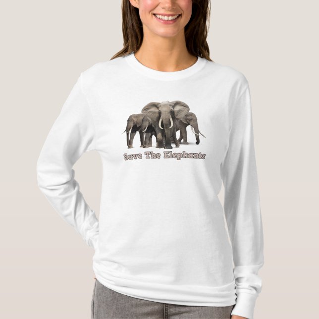 Camiseta de folhas longas de elefante (Frente)
