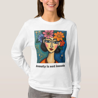 Camiseta de folhas longas feminina com mensagem po