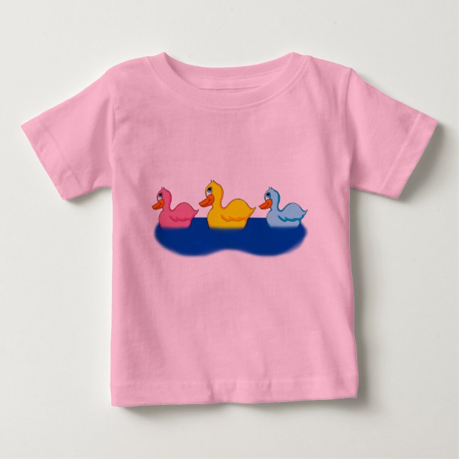Camiseta de folhos para crianças Três Patos (Frente)