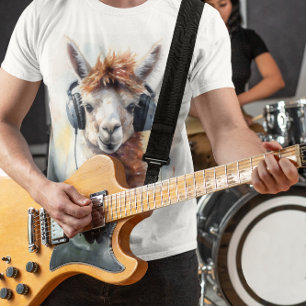 Camiseta de Fones de Ouvido da Cute Alpaca Music F