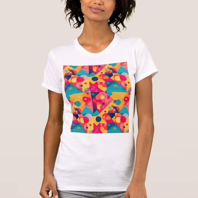 Camiseta de Formas Geométricas Abstratas Retrô (Frente)