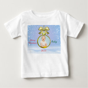 Camiseta de Foto de Feliz Natal Bebê
