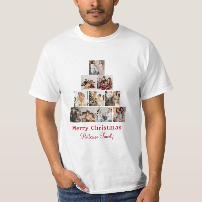Camiseta de Foto de Natal Minimalista e Feliz (Frente)