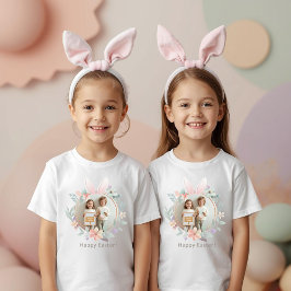 Camiseta de Foto de Páscoa em Pastel Elegante para