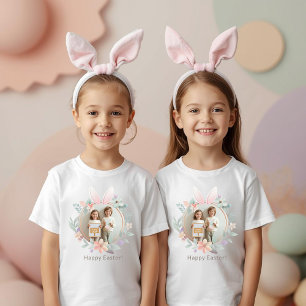 Camiseta de Foto de Páscoa em Pastel Elegante para