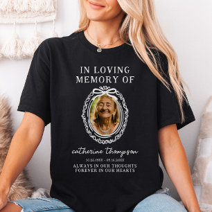 Camiseta de foto memorial com moldura de laço