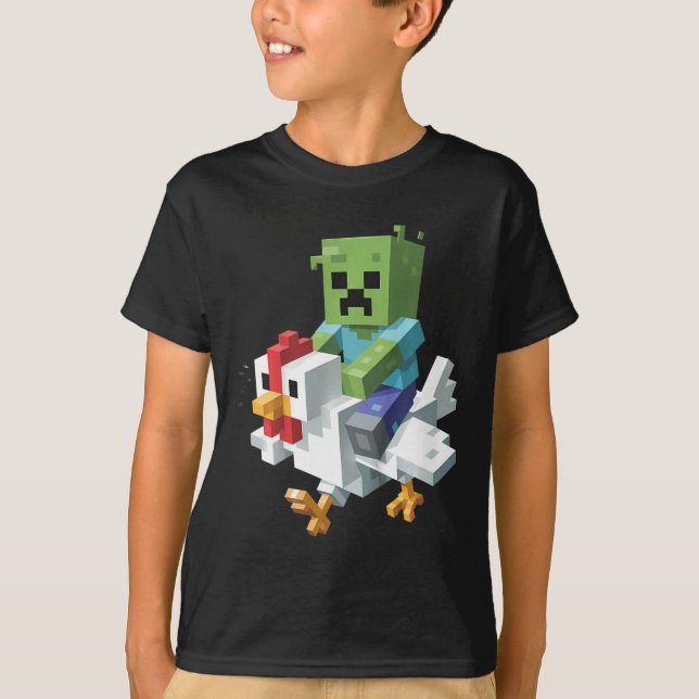 Camiseta de Frango Jock para Crianças Pixel Art Ga (Frente)