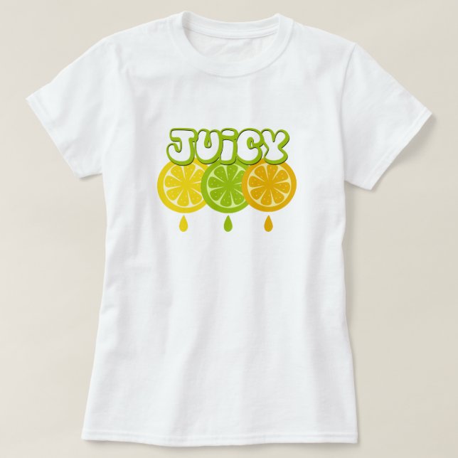 Camiseta de Fruta de Laranja Limão Suculento (Frente do Design)