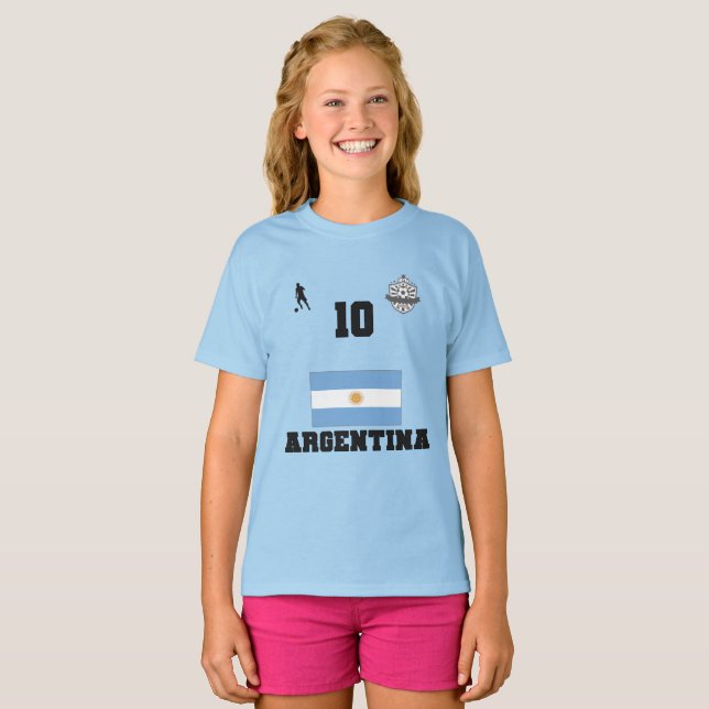 Camiseta de Futebol da Argentina Crianças do Futeb (Frente Completa)