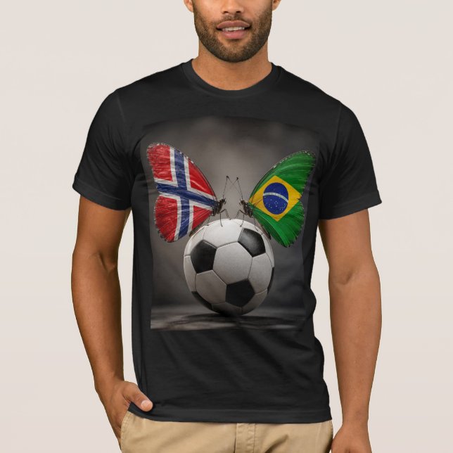 Camiseta de Futebol Noruega vs Brasil (Frente)
