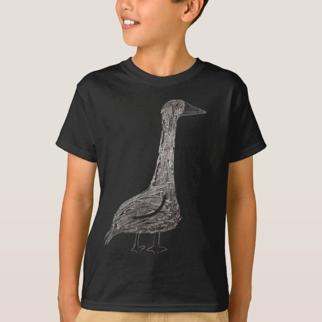 Camiseta de Ganso Vintage – Esboço de Pássaro Rúst (Frente)
