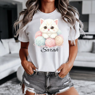 Camiseta de Gatinho de Tricô Personalizada