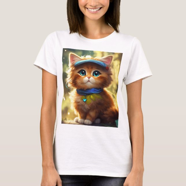 Camiseta de gato adorável (Frente)