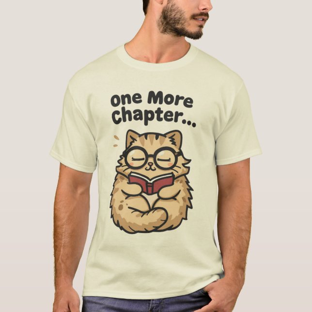 Camiseta de Gato Adorável Leitor de Livros (Frente)