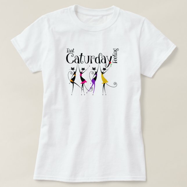 Camiseta de Gato Amante do Sentimento de Caturday (Frente do Design)