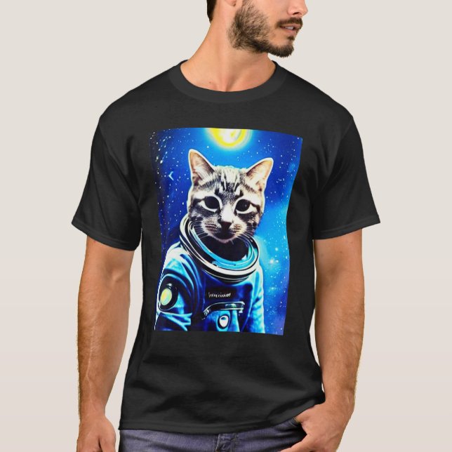 Camiseta de gato astronauta Tee gato espacial para (Frente)