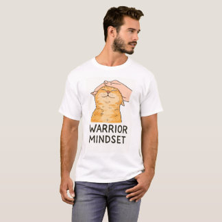 Camiseta de Gato com Mentalidade de Guerreiro