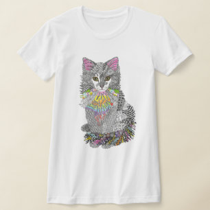 Camiseta de gato cômoda e colorida