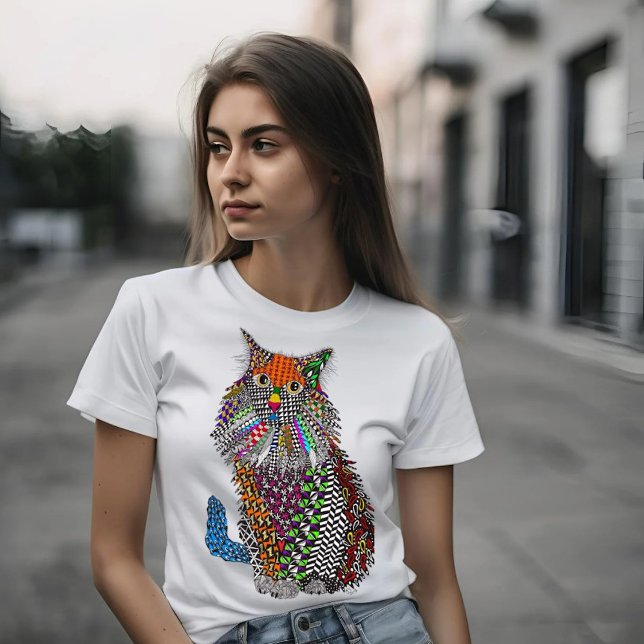 Camiseta de gato cômoda e colorida (Criador carregado)