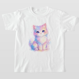 Camiseta de Gato da Galáxia Pastel Fofa