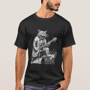Camiseta de Gato de Guitarra de Rock para Homens –