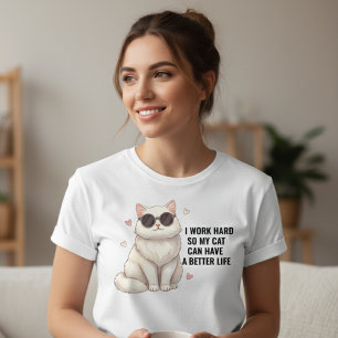 Camiseta de Gato de Luxo Fofo para Mulheres