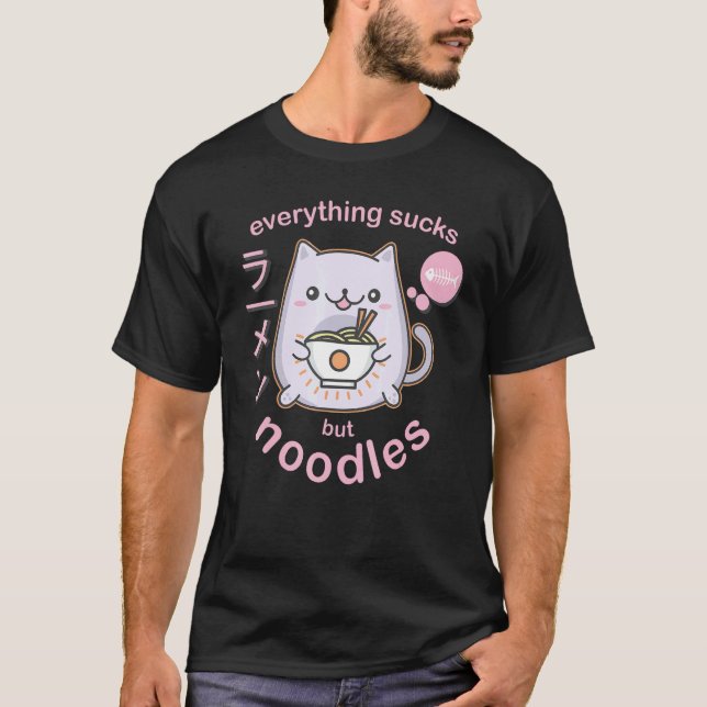 Camiseta de Gato de Ramen Noodle Pastel Goth - Pre (Frente)