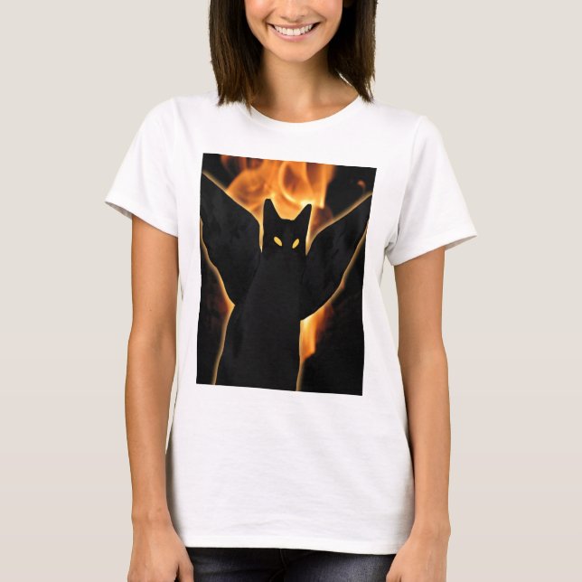 Camiseta de Gato Demônio feminino (Frente)