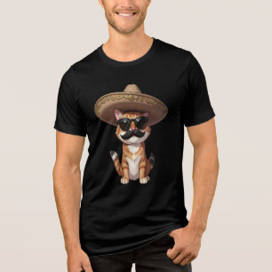 Camiseta de Gato Engraçado com Chapéu Sombrero