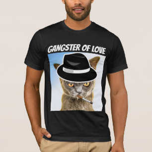 CAMISETA DE GATO ENGRAÇADO GANGSTER DO AMOR 