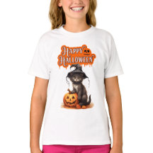 Camiseta de Gato Feliz Halloween – Desenho de Gato