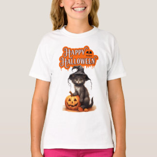 Camiseta de Gato Feliz Halloween – Desenho de Gato