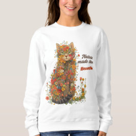 Camiseta de Gato Floral Feita pela Natureza Bonita