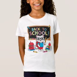 Camiseta de Gato Fofo de Volta à Escola – Design D