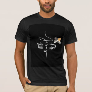 camiseta de gato fofo e design religioso
