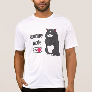 Camiseta de gato gordo engraçado no modo rabugento