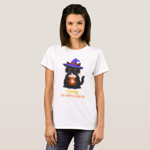 Camiseta de Gato Preto Amante da Temporada Assusta