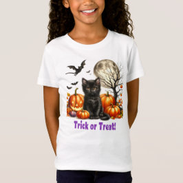 Camiseta de Gato Preto de Halloween Abóbora 'Trick