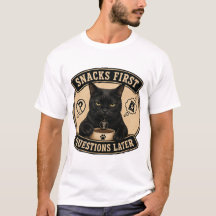 Camiseta de Gato Preto Engraçado Perguntas Depois 