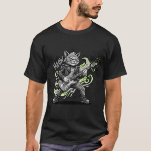 Camiseta de gato preto roqueiro_gato fofo presente